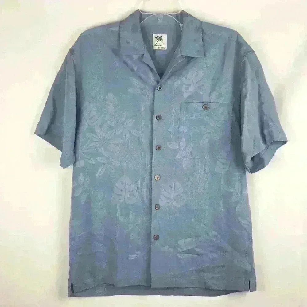 Brigata Hawaiian Button-Up 100% Silk Shirt Size Small
